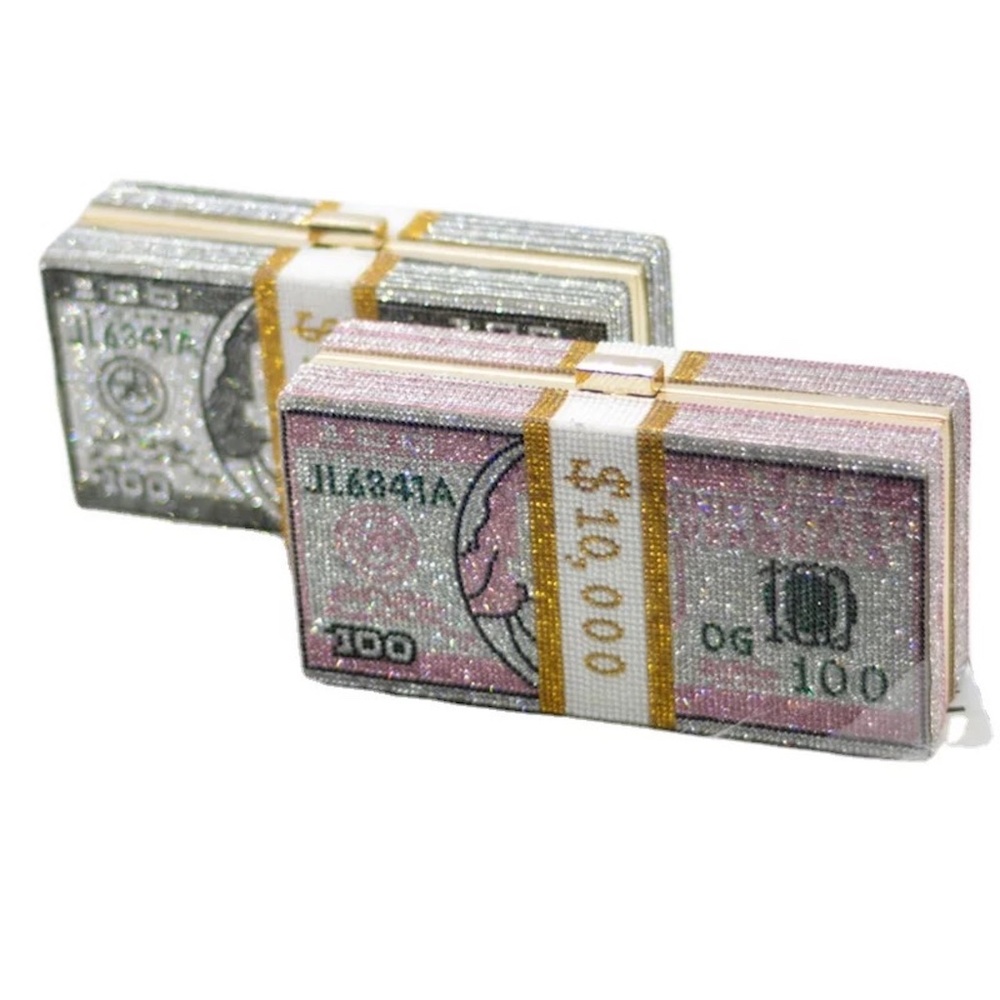 Rhinestone Stack Of Cash Money Clutch